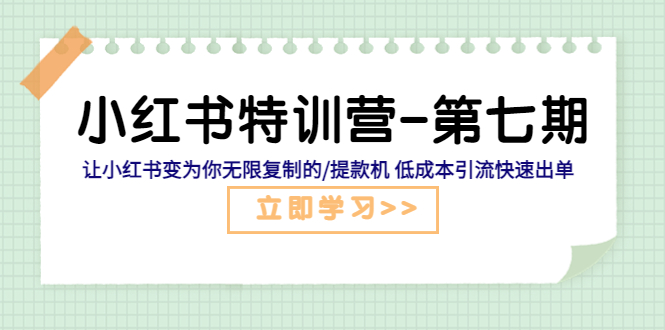 【副业项目5683期】小红书特训营-第七期 让小红书变为你无限复制的/提款机 低成本引流快速出单缩略图