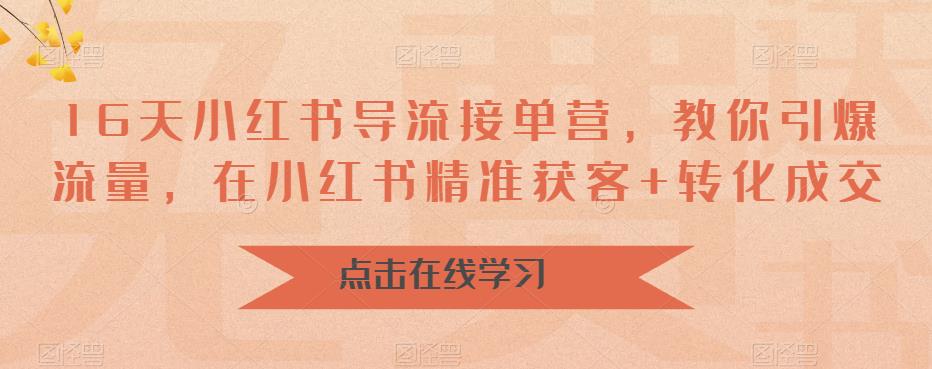 【副业项目6664期】16天-小红书 导流接单营，教你引爆流量，在小红书精准获客+转化成交缩略图