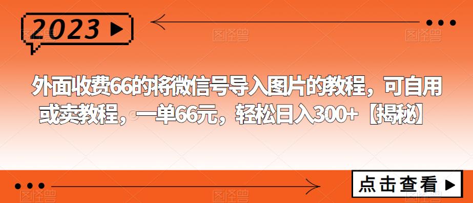 【副业项目6459期】外面收费66的将微信号导入图片的教程，可自用或卖教程，一单66元，轻松日入300+缩略图