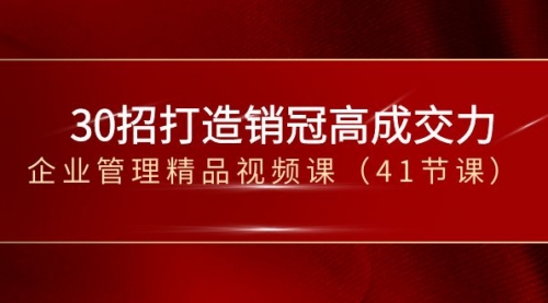 【副业项目8634期】30招-打造销冠高成交力-企业管理精品视频课缩略图